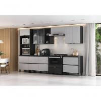 Cozinha Completa Itatiaia Lumina 350cm Paneleiro 2 Nichos Em Madeira Mdf Grafite/fendi - 9