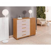 Cômoda 5 Gavetas 1 Porta 122cm Paris - Benetil Cinamomo-off White