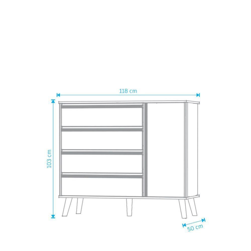Cômoda Retro Théo 04 Gavetas 01 Porta Mdf Moveis Peroba Amendoa-off White - 3