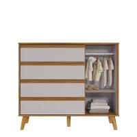 Cômoda Retro Théo 04 Gavetas 01 Porta Mdf Moveis Peroba Amendoa-off White - 2