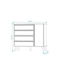 Cômoda Retro Théo 04 Gavetas 01 Porta Mdf Moveis Peroba Amendoa-off White - 3