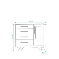 Cômoda 1 Porta 4 Gavetas Retrô - Moveis Peroba Amendoa-branco - 2