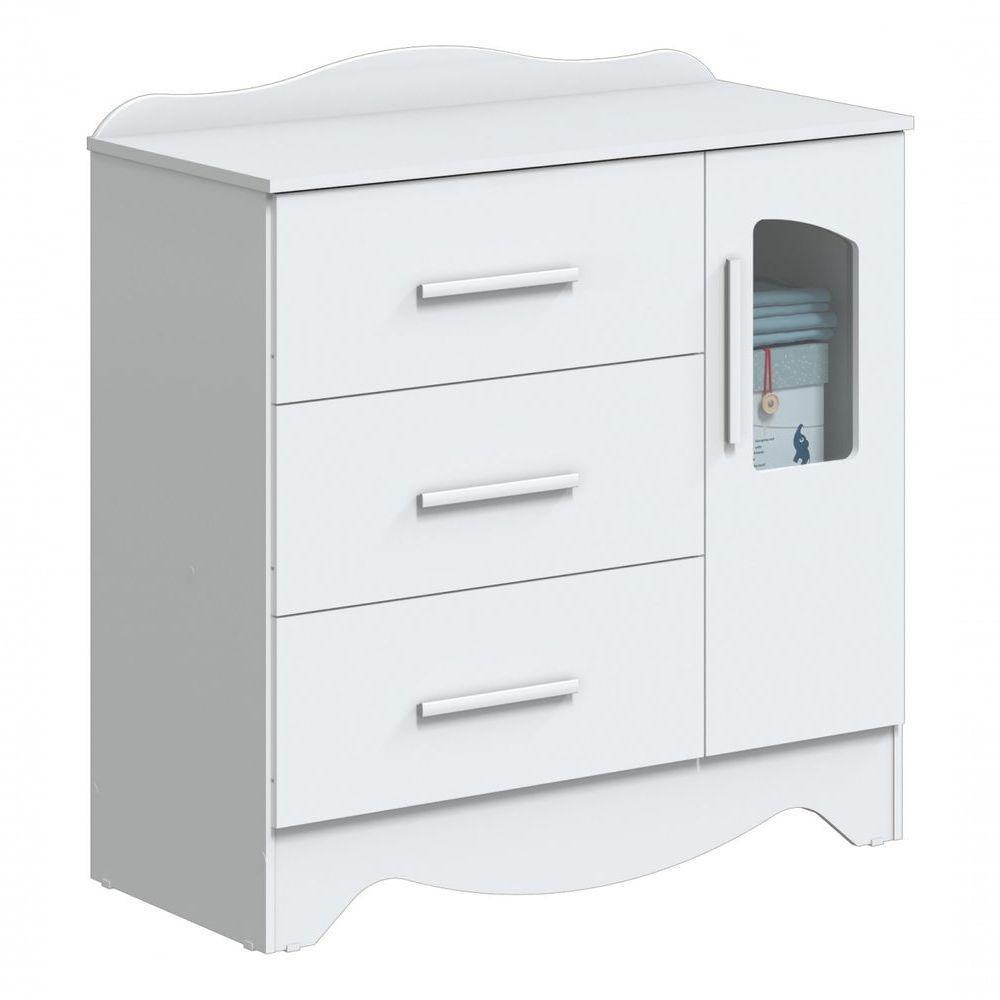 Cômoda Infantil 1 Porta 3 Gavetas Lisi - Moveis Peroba Amendoa-branco - 2