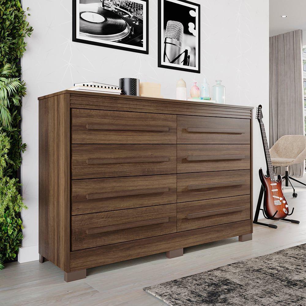 Cômoda 8 Gavetas Com Pés Califórnia - Benetil Imbuia - 3