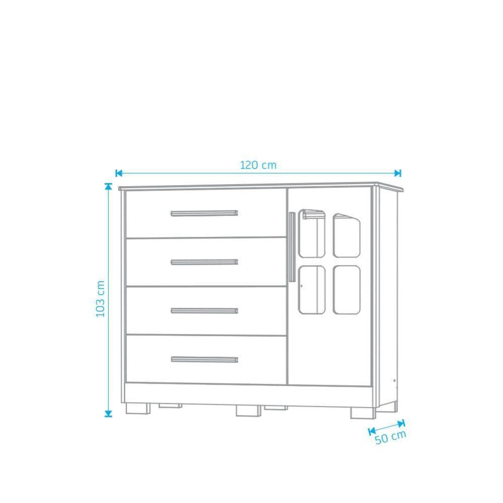 Cômoda Infantil Charlô 1 Porta 4 Gavetas - Móveis Peroba Amendoa-branco - 3