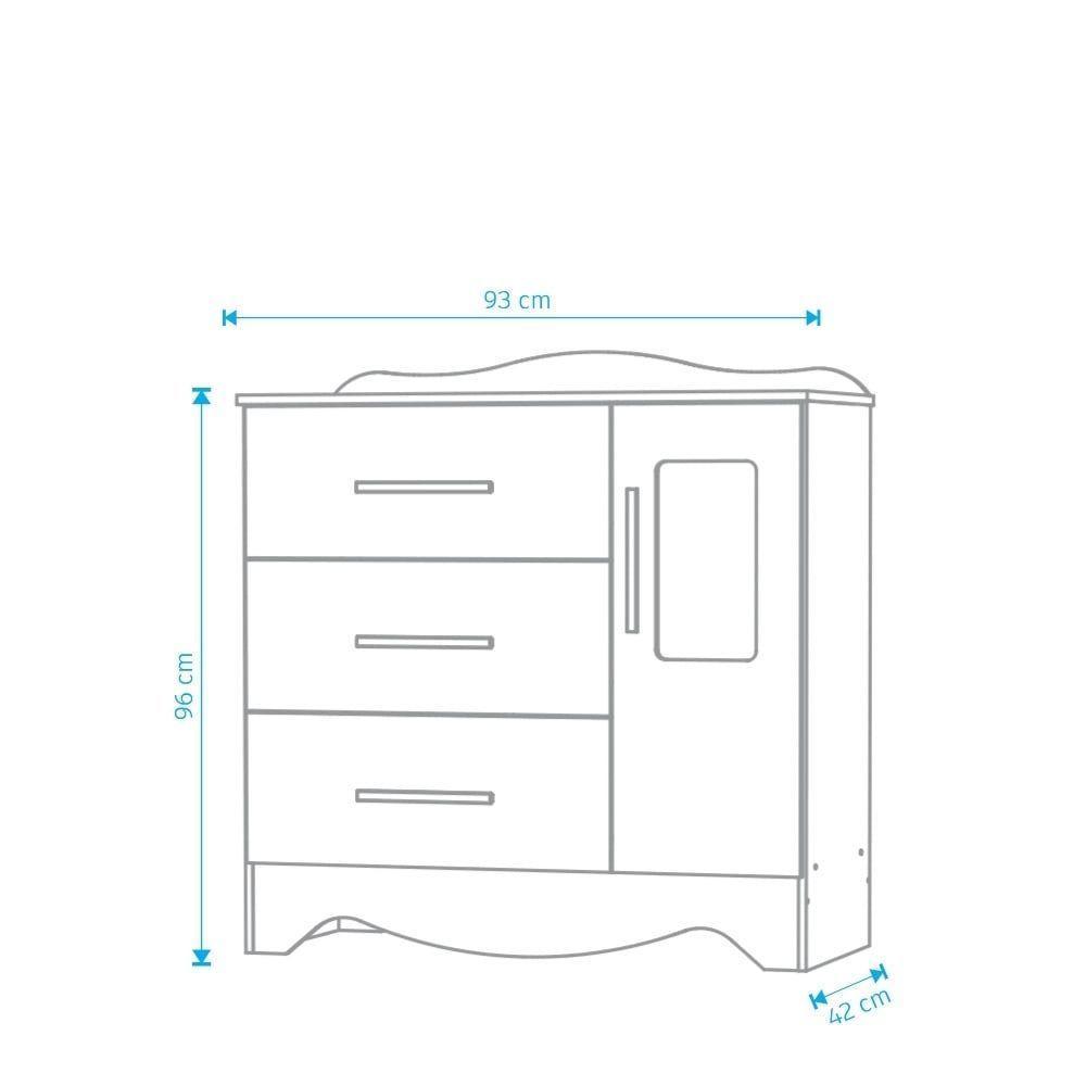 Cômoda Clara 1 Porta 3 Gavetas - Moveis Peroba Branco Brilho - 3