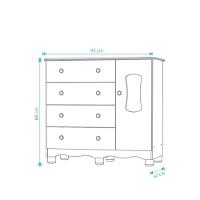 Cômoda 1 Porta 4 Gavetas Luna - Moveis Peroba Amendoa-branco - 2