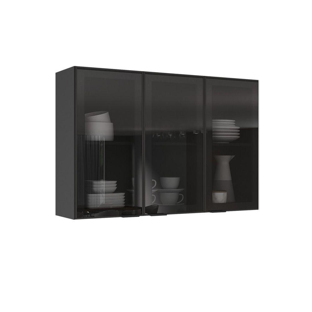 Cozinha Completa Itatiaia Lumina Aéreo 2 Portas 270cm Em Madeira Mdf Grafite/fendi - 4