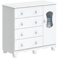 Cômoda 1 Porta 4 Gavetas Luna - Moveis Peroba Branco Brilho - 1