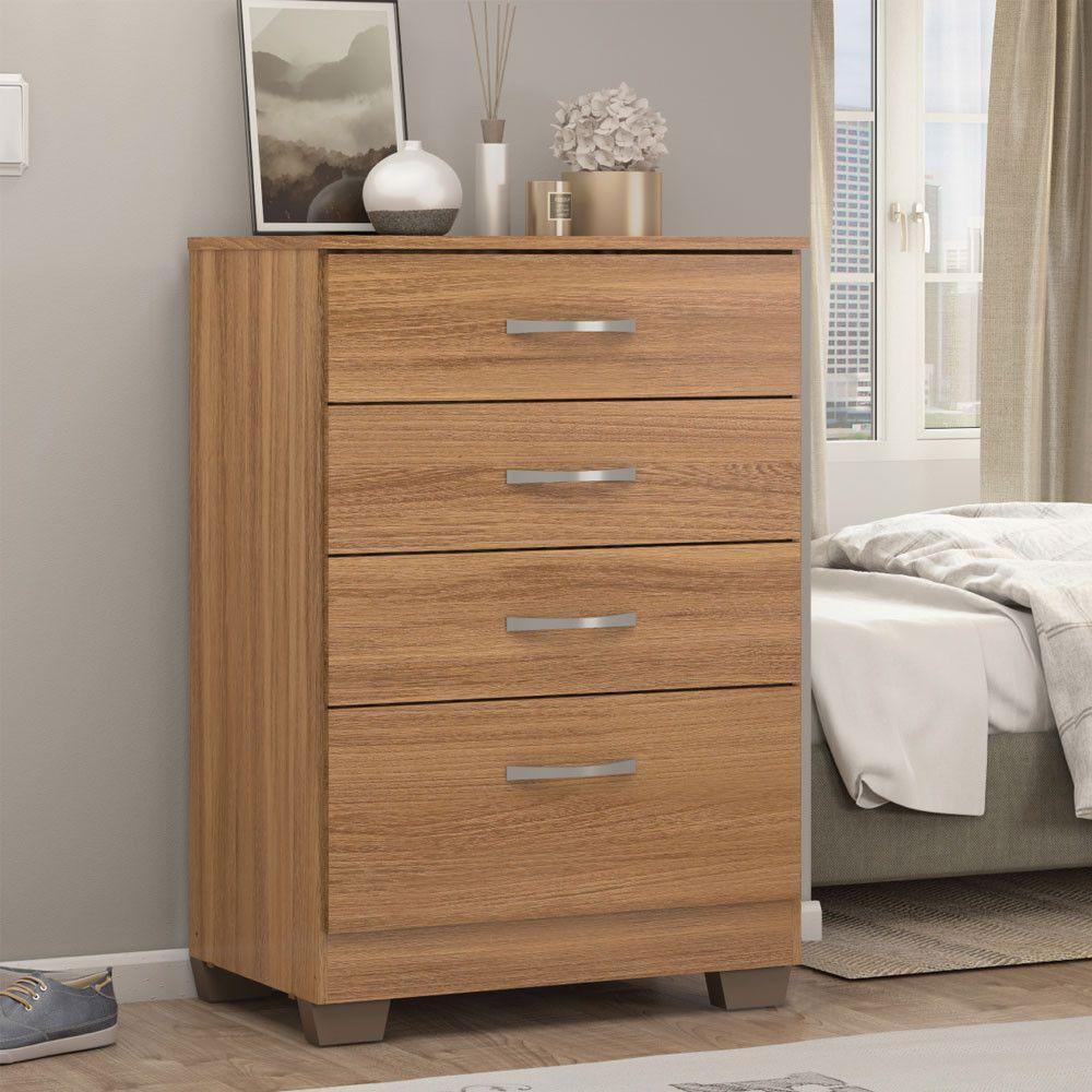 Cômoda 04 Gavetas Astral Mdp Com 04 Pés Demobile Amendola Touch - 1