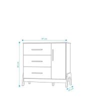 Cômoda 1 Porta 3 Gavetas Guti Retrô - Peroba Moveis Amendoa-branco - 2