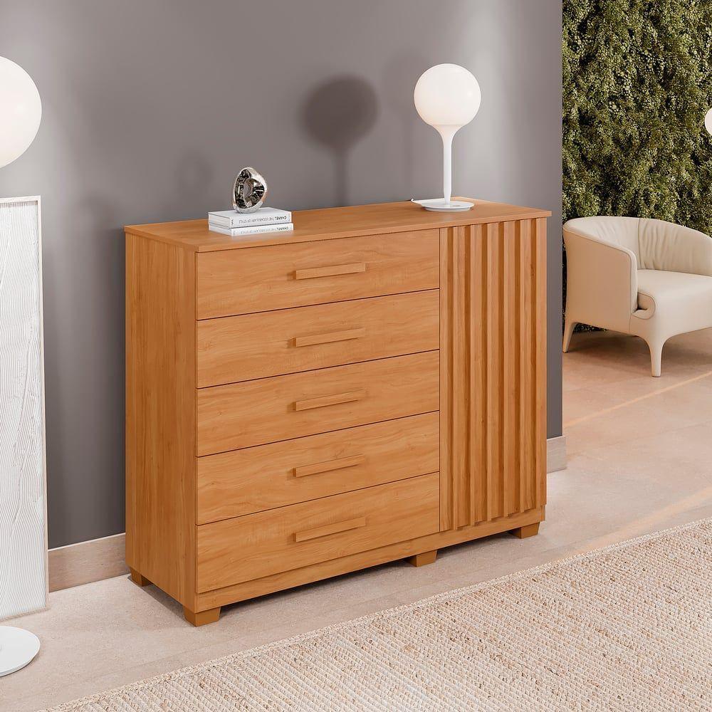 Cômoda 5 Gavetas 1 Porta 122cm Paris - Benetil Cinamomo - 2