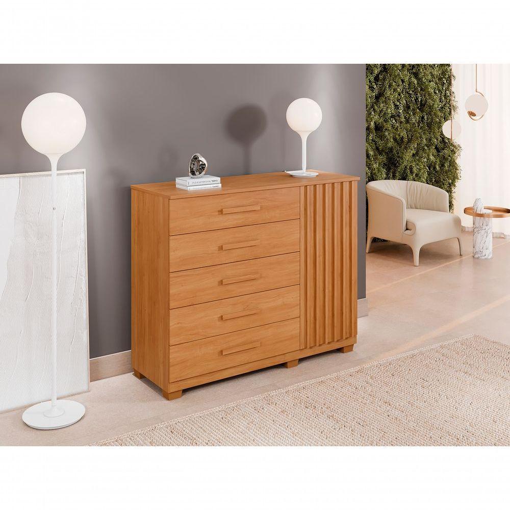 Cômoda 5 Gavetas 1 Porta 122cm Paris - Benetil Cinamomo - 5