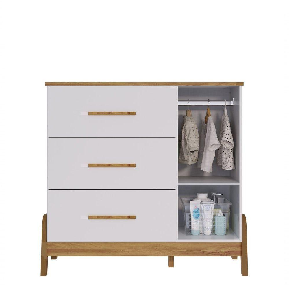 Cômoda 1 Porta 3 Gavetas Guti Retrô - Peroba Moveis Amendoa-branco - 3