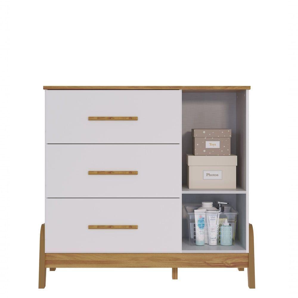 Cômoda 1 Porta 3 Gavetas Guti Retrô - Peroba Moveis Amendoa-branco - 4