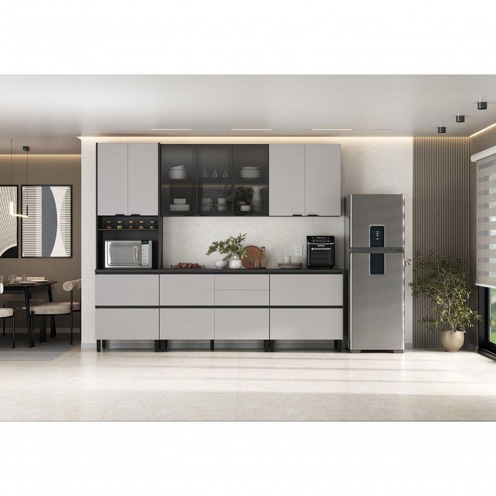 Cozinha Completa Itatiaia Lumina Aéreo 2 Portas 270cm Em Madeira Mdf Grafite-fendi - 8