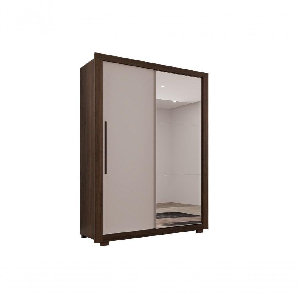 Guarda Roupa Com Espelho 2 Portas 2 Gavetas Panamá Salleto Savana/off White - 1