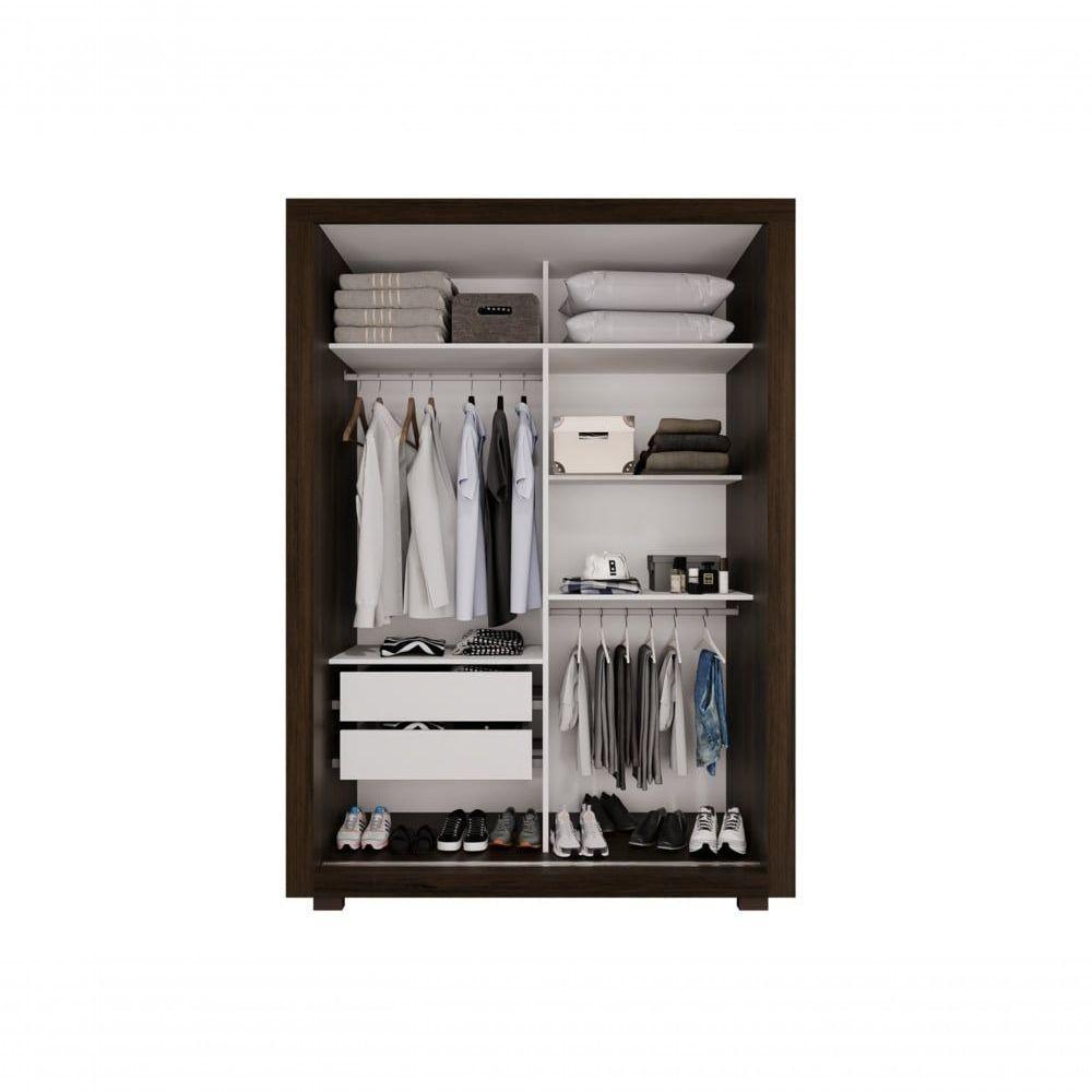 Guarda Roupa Com Espelho 2 Portas 2 Gavetas Panamá Salleto Savana/off White - 2