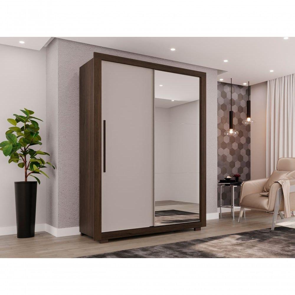 Guarda Roupa Com Espelho 2 Portas 2 Gavetas Panamá Salleto Savana/off White - 9