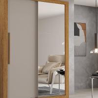 Guarda Roupa Com Espelho 2 Portas 2 Gavetas Panamá Salleto Savana/off White - 7