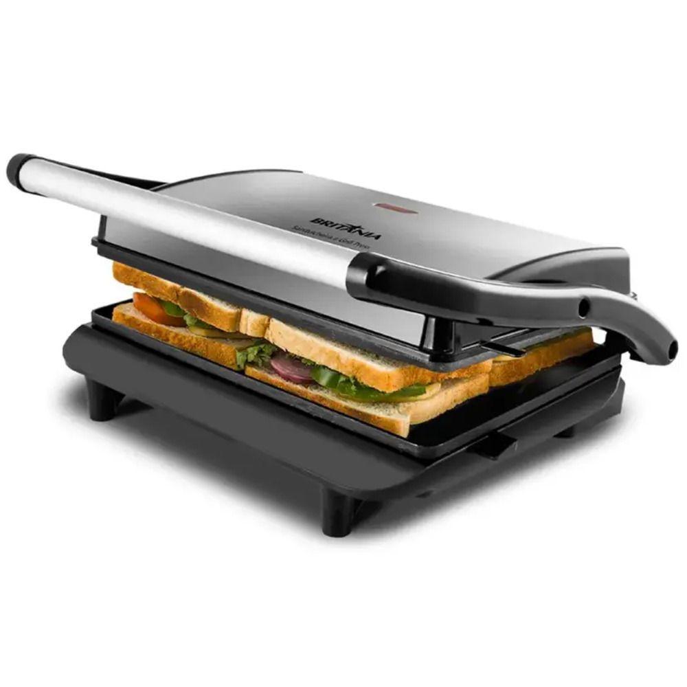 Grill Sanduicheira Press Inox Britania Preto-inox 220V - 7