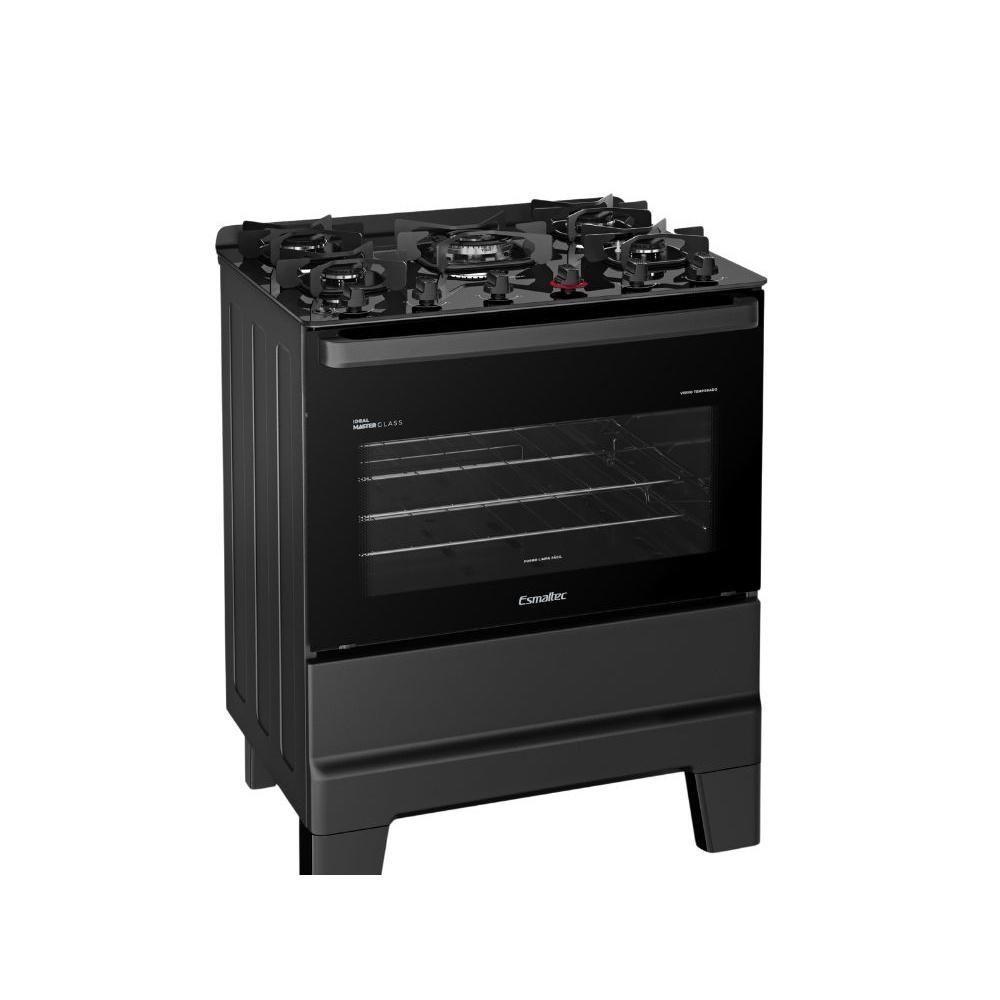 Fogão Esmaltec 5 Bocas Ideal Master Glass Mesa de Vidro Forno 84 Litros Preto T5VFP Bivolt - 2