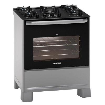 Fogão De Piso Best Grill Mesa De Vidro 5 Queimadores Prata Suggar 220V