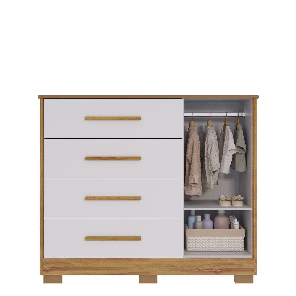 Cômoda Infantil Charlô 1 Porta 4 Gavetas - Móveis Peroba Amendoa-branco - 2