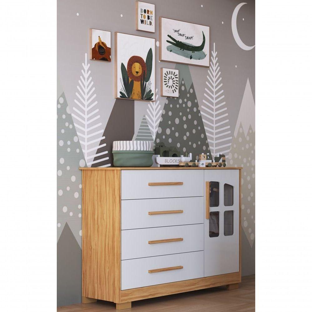 Cômoda Infantil Charlô 1 Porta 4 Gavetas - Móveis Peroba Amendoa-branco - 4