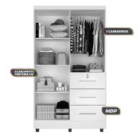 Guarda Roupas Solteiro Com Espelho 4 Portas 3 Gavetas Com Pés Tokio Jequitibá / Off White Jequajequitibá/off Whiteitibá/off White - 2