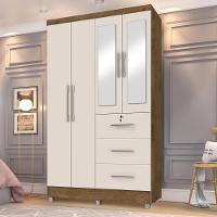 Guarda Roupas Solteiro Com Espelho 4 Portas 3 Gavetas Com Pés Tokio Jequitibá / Off White Jequajequitibá/off Whiteitibá/off White - 5