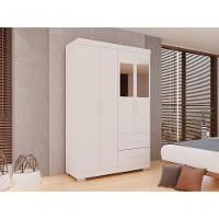 Guarda-roupa Solteiro 4 Portas 2 Gavetas Estrela Premium Com Espelho Salleto Branco - 7