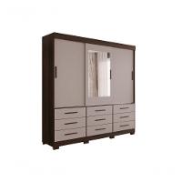 Guarda-roupa New Star 3 Portas 9 Gavetas Com Espelho Salleto Savana/off White - 1