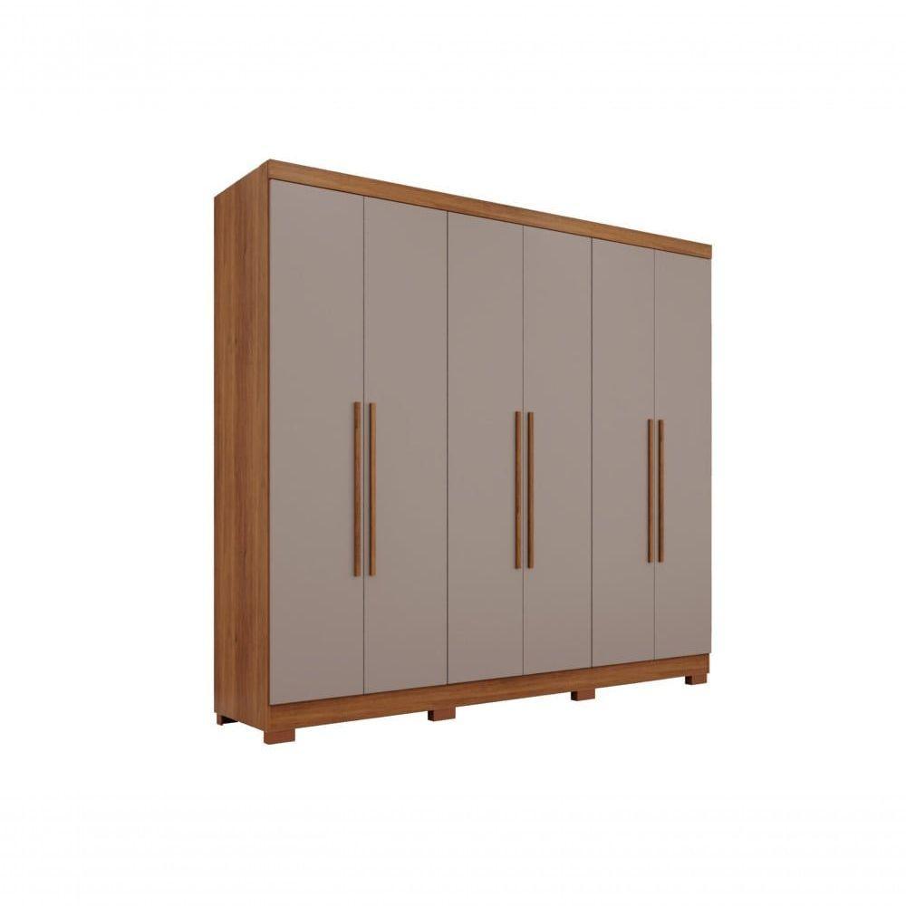 Guarda-roupa Coliseu Sem Espelho 6 Portas 4 Gavetas Salleto Cinamomo/off White - 1