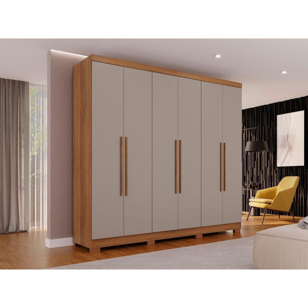 Guarda-roupa Coliseu Sem Espelho 6 Portas 4 Gavetas Salleto Cinamomo/off White - 8