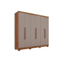 Guarda-roupa Coliseu Sem Espelho 6 Portas 4 Gavetas Salleto Cinamomo/off White - 1