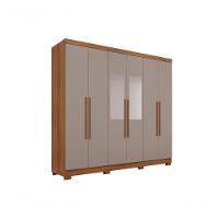 Guarda-roupa Coliseu Com Espelho 6 Portas 4 Gavetas Salleto Cinamomo/off White - 1