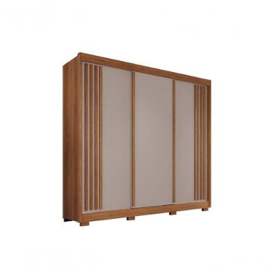 Guarda-roupa Casal Sem Espelho 3 Portas 4 Gavetas Atenas Com Pés 100% Mdf Salleto Cinamomo/off White