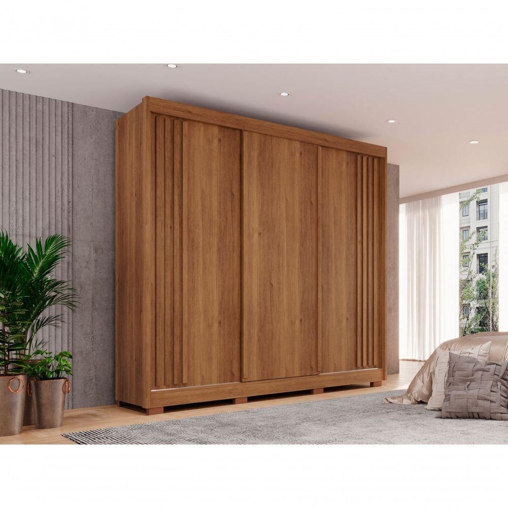 Guarda-roupa Casal Sem Espelho 3 Portas 4 Gavetas Atenas Com Pés 100% Mdf Salleto Cinamomo - 8