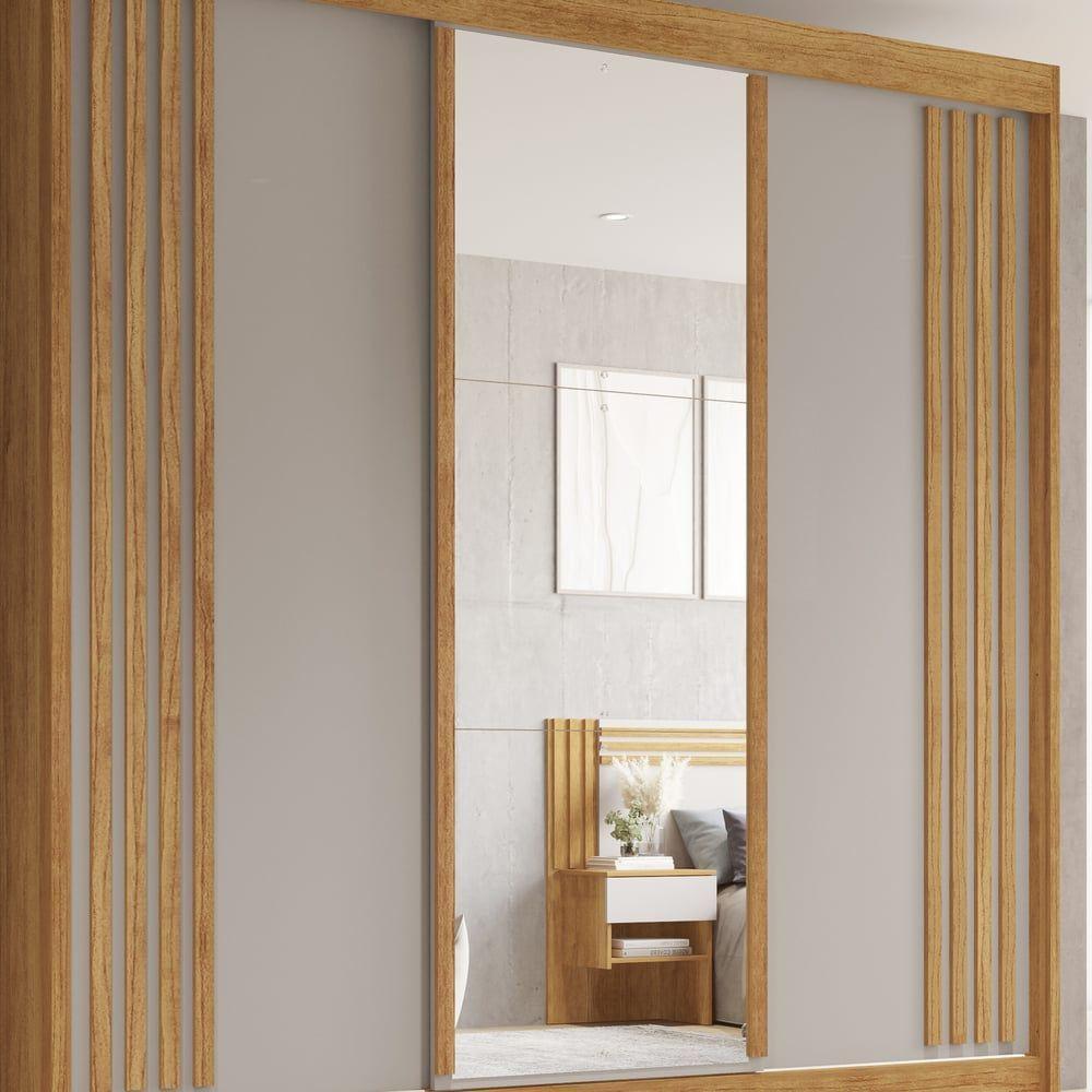 Guarda-roupa Casal Com Espelho 3 Portas 4 Gavetas Atenas Com Pés 100% Mdf Salleto Cinamomo - 9