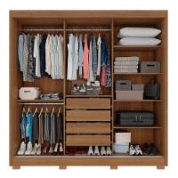 Guarda-roupa Casal Com Espelho 3 Portas 4 Gavetas Atenas Com Pés 100% Mdf Salleto Cinamomo - 2