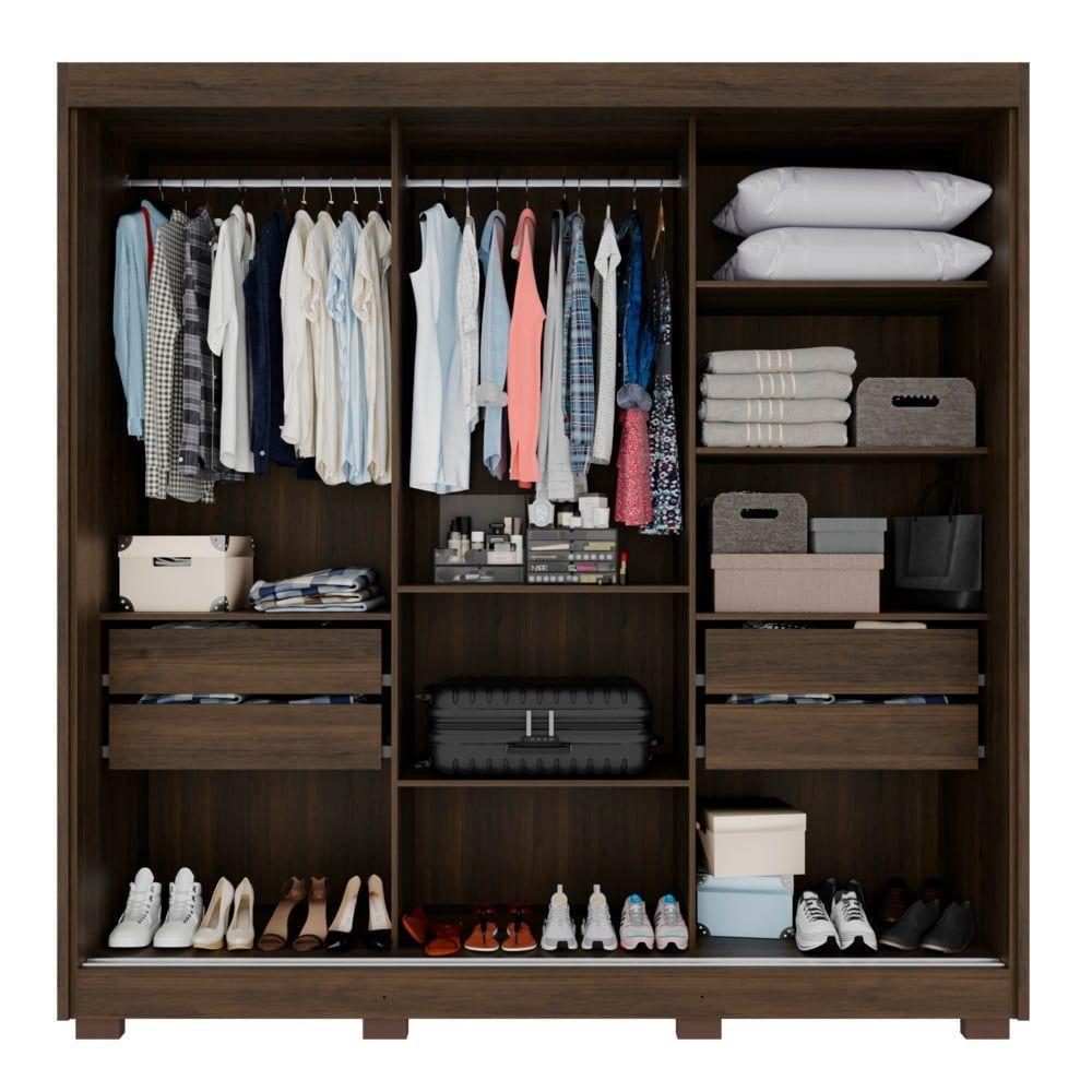 Guarda-roupa Casal Com Espelho 3 Portas 4 Gavetas Atenas Com Pés 100% Mdf Salleto Savana - 3