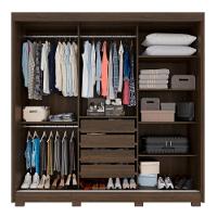 Guarda-roupa Casal Com Espelho 3 Portas 4 Gavetas Atenas Com Pés 100% Mdf Salleto Savana - 2