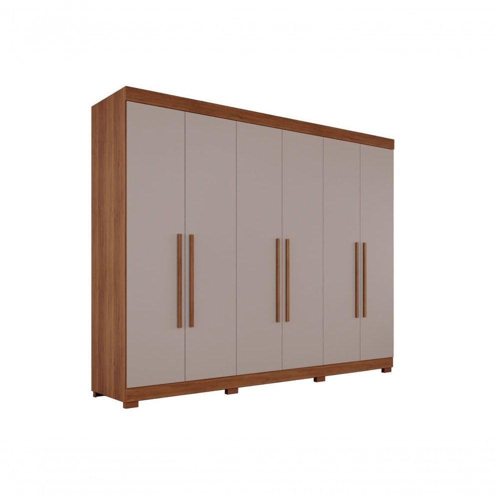 Guarda-roupa Casal 6 Portas 6 Gavetas órion Premium Salleto Cinamomo/off White - 1