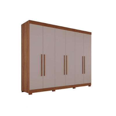 Guarda-roupa Casal 6 Portas 6 Gavetas órion Premium Salleto Cinamomo/off White