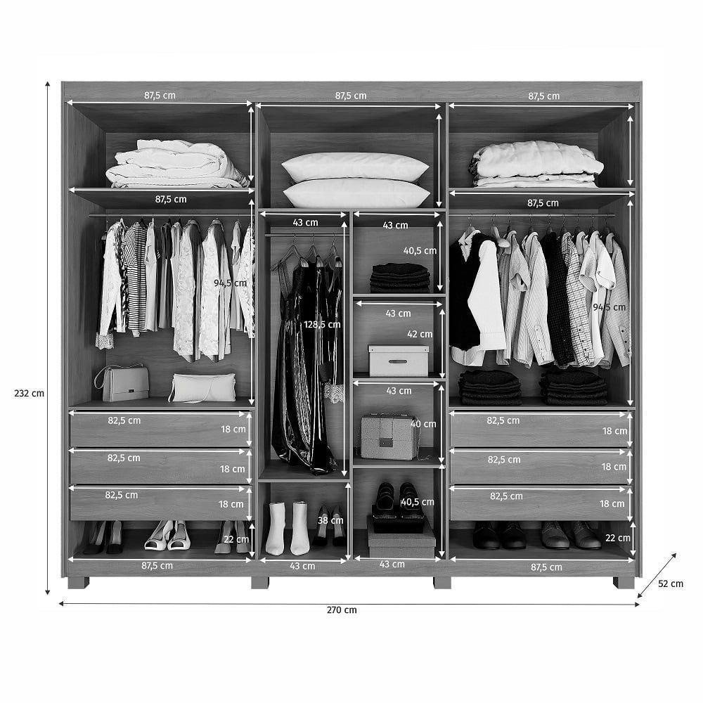 Guarda-roupa Casal 6 Portas 6 Gavetas Montreal Cinamomo/off White - 3