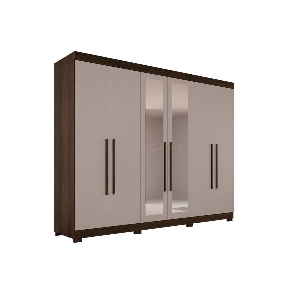 Guarda-roupa Casal 6 Portas 6 Gavetas Com Espelho órion Premium Salleto Savana/off White - 1