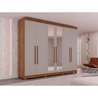 Guarda-roupa Casal 6 Portas 6 Gavetas Com Espelho órion Premium Salleto Cinamomo/off White - 8