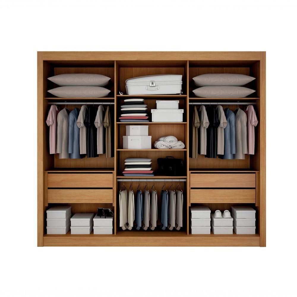 Guarda-roupa Casal 100% Mdf 3 Portas 4 Gavetas Com 3 Espelhos Milano Leifer Móveis Cinamomo - 4