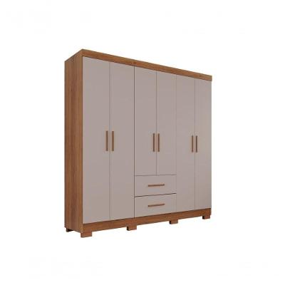 Guarda Roupa Casal Estrela Premium 6 Portas 2 Gavetas Cinamomo-off White